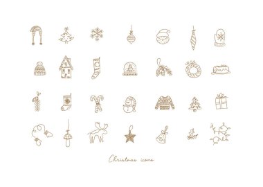 Açık arkaplana el çizimi tarzında Noel simgeleri çiziyor