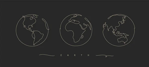 Handzeichnung Globus Freihand Skizze Federstrich Stil Auf Schwarzem Hintergrund — Stockvektor