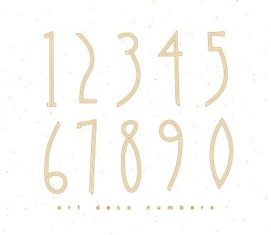 Beyaz arkaplanda klasik tarzda çizim yapan sanat deco numaraları kümesi