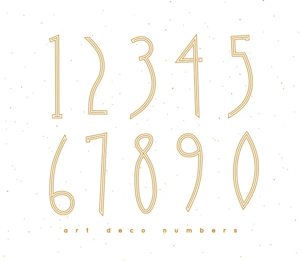 Set Art Deco Numbers Drawing Vintage Style White Background — Stock Vector