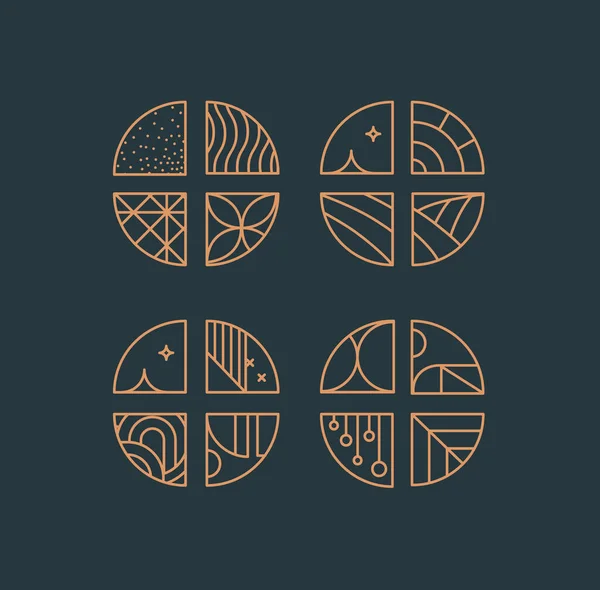 Set Creative Modern Art Deco Chevrons Flat Line Style Drawing — Stock vektor