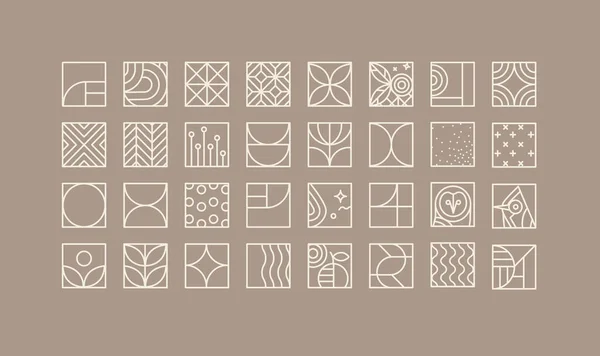 Set Creative Modern Art Deco Icons Flat Line Style Drawing — Archivo Imágenes Vectoriales