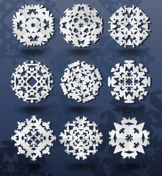 Kerstmis sneeuwvlokken op blauwe achtergrond — Stockvector
