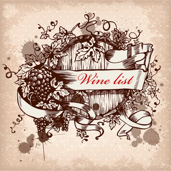 Design de rótulo de vinho com uvas — Vetor de Stock