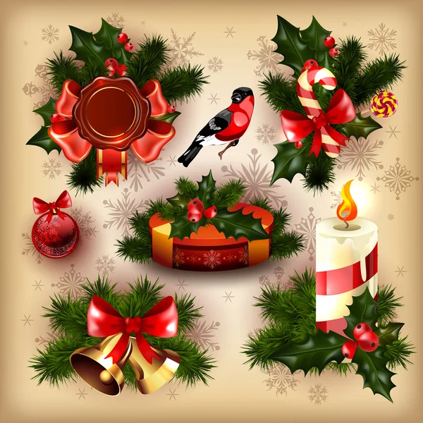 Colección vectorial de artículos navideños — Vector de stock