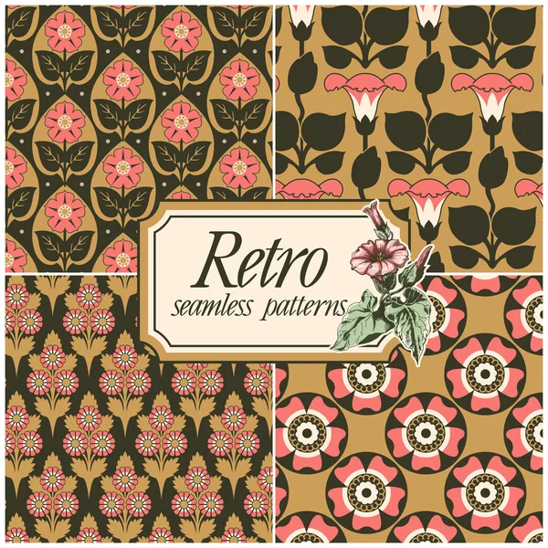 Set of four retro seamless patterns — Stock Vector