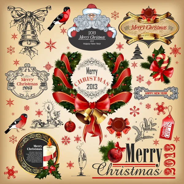 Kaligrafi ve tipografik öğeleri yılbaşı koleksiyonu