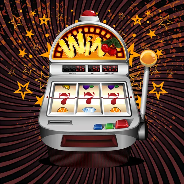 Un vecteur slot machine à fruits gagner sur sept . — Image vectorielle