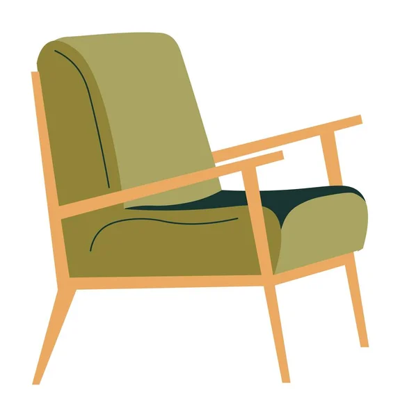 家やアパートのためのトレンディな家具 木製のハンドルとミニマリストの外観を持つ独立した椅子 スカンディナー アームチェア インテリアデザインと住宅の現代的な家具 平型ベクトル — ストックベクタ