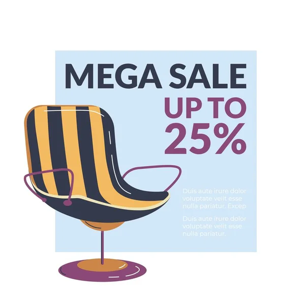 Продаж Меблевого Магазину Знижки Клієнтів Мега Пропонують Відсотків Зниження Цін — стоковий вектор