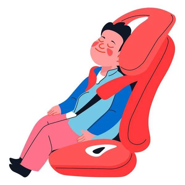 Niño Pequeño Durmiendo Durmiendo Siesta Asiento Coche Cómodo Suave Para — Vector de stock