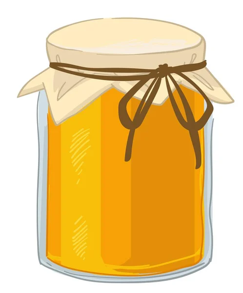 Ekologisk Produkt Glasburk Med Papper Och Tråd Isolerad Honung Jordbruk — Stock vektor
