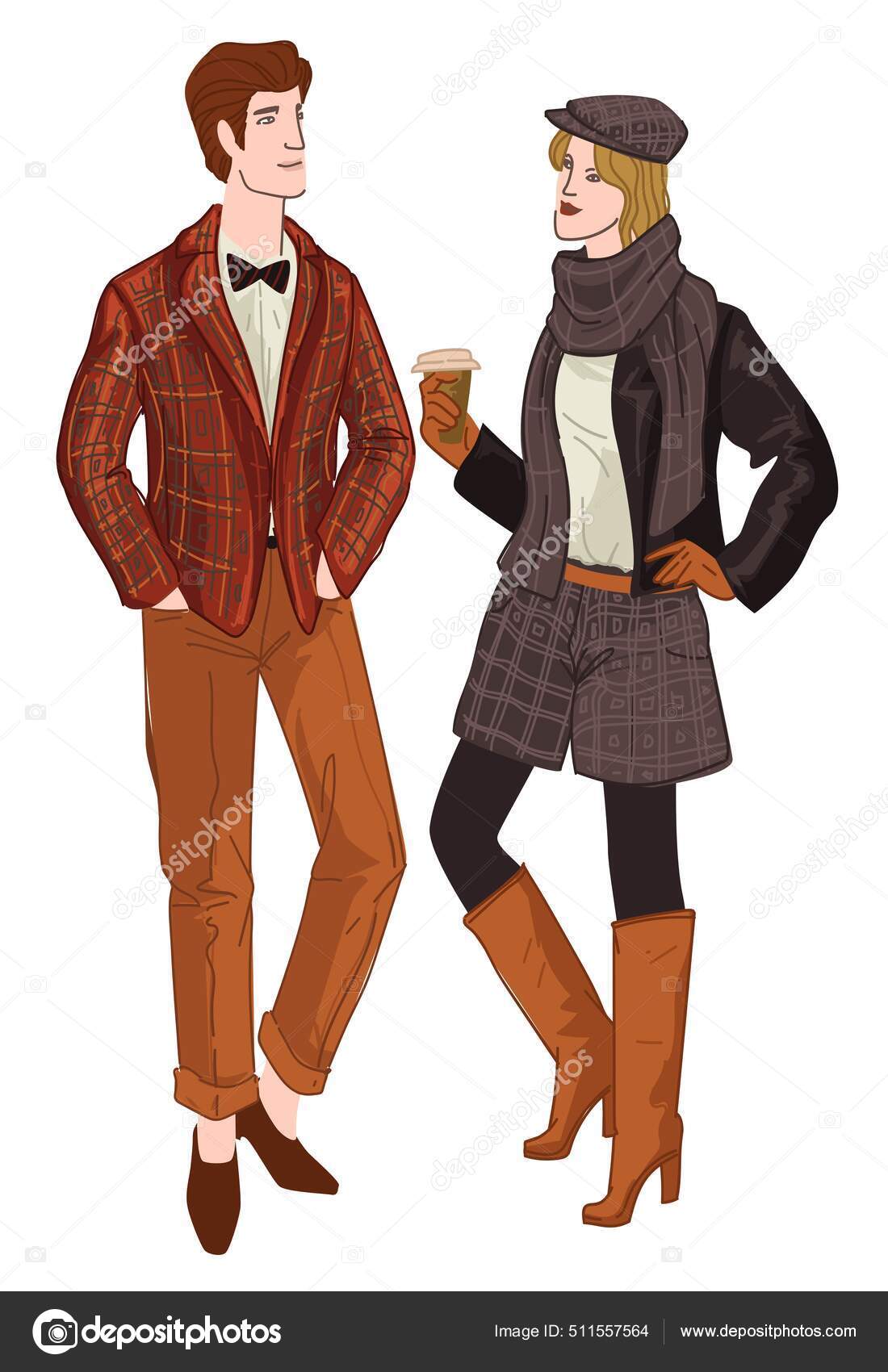 Roupas femininas de outono estilo inglês casaco xadrez botas