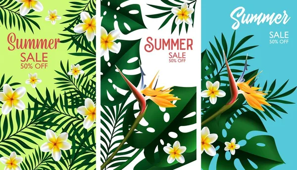 Літо Продаж Тропічний дизайн шаблон ілюстрація банера — стоковий вектор