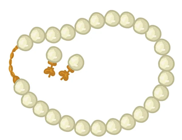 Collar de perlas y pendientes, conjunto de joyas elegantes — Vector de stock