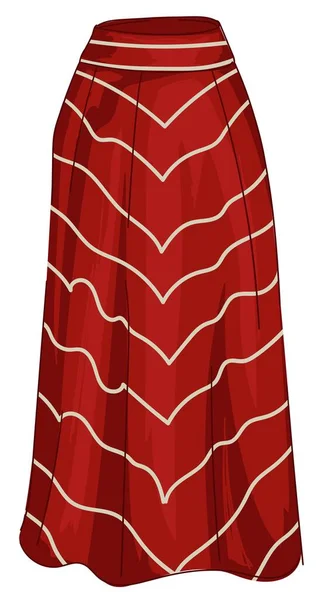 Lång röd kjol med geometriskt tryck, maxi klänning — Stock vektor