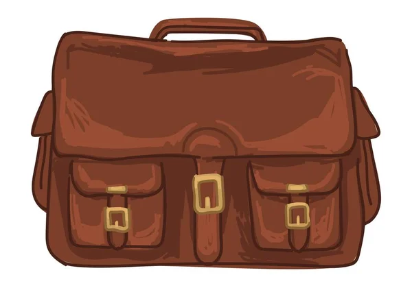 Leather bag or baggage for traveling, safari style — Stock Vector