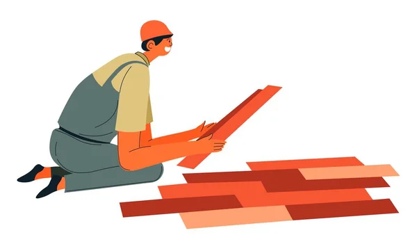 Constructor suelo de renovación, la colocación de vector de parquet — Vector de stock