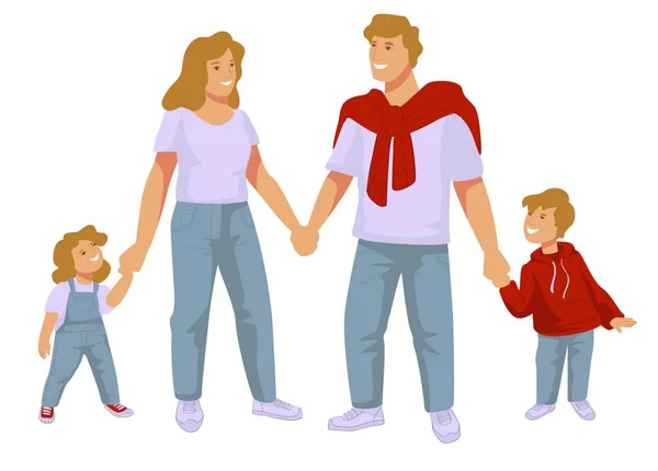 Familj till mor och pappa med son och dotter — Stock vektor