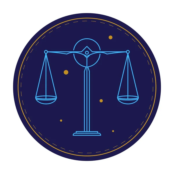 Escala de equilibrio signo astrológico, símbolo del horóscopo — Vector de stock