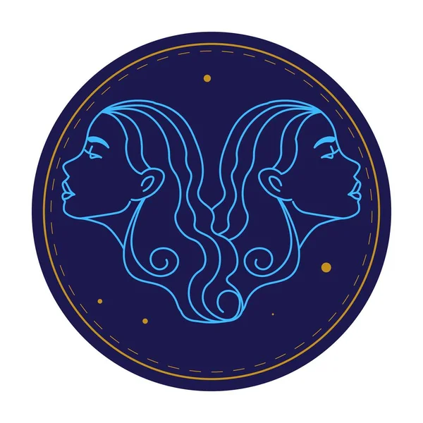 Signo astrológico Géminis, símbolo del horóscopo zodiaco — Archivo Imágenes Vectoriales