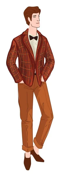 Homme anglais portant un costume marron avec cravate — Image vectorielle