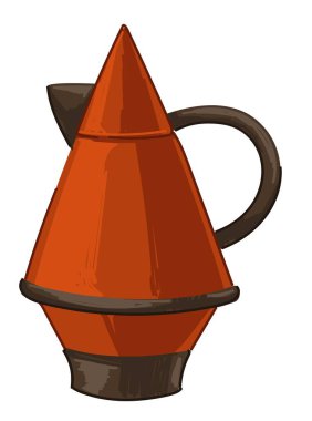 Saplı ve kapaklı Retro çaydanlık, mutfak gereçleri simgesi