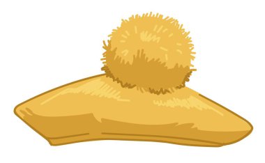 Ponpon şapkalı Retro şapka, üst vektörlü top şapkası