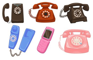Kablo bağlantısı olan eski ve eski telefon