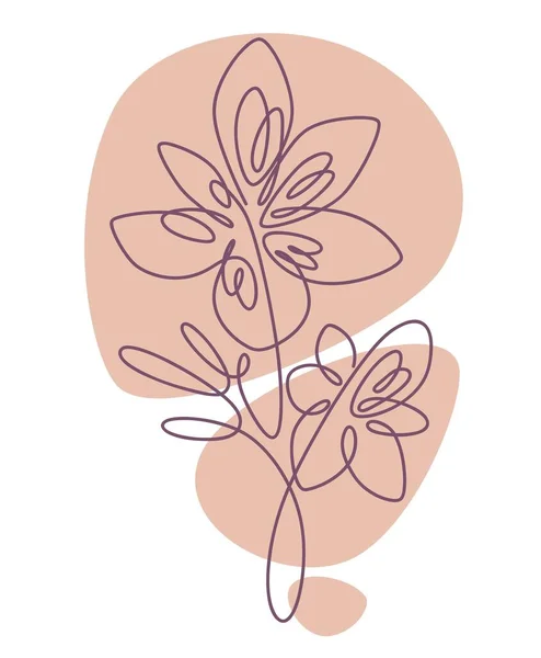 Stampa floreale con gambo e foglie, petali teneri — Vettoriale Stock