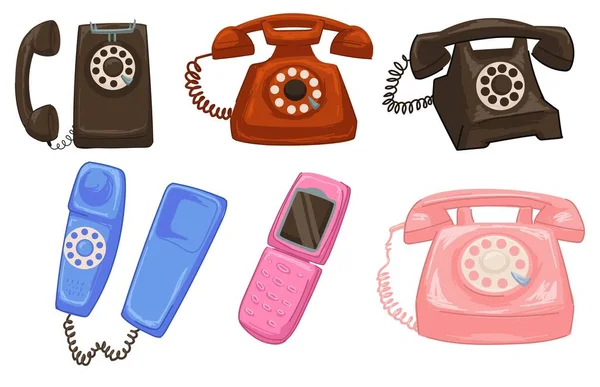 Telefono retrò e vintage con connessione a fili — Vettoriale Stock