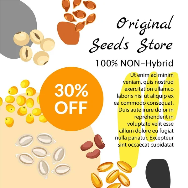 Original seeds store, non hybrid production vector — Stock Vector