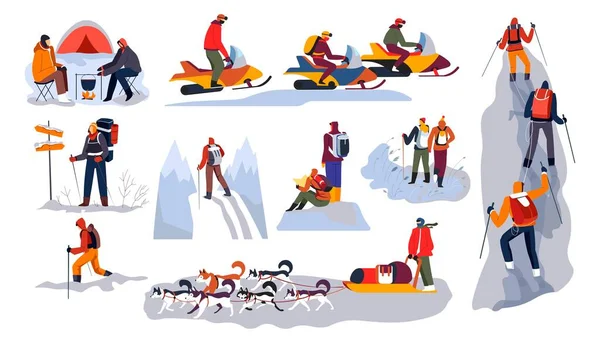 Winter sports and outdoors activities camping — Stock Vector