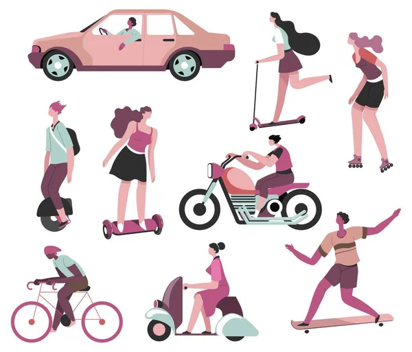 Transports et véhicules, vélos et motocycles — Image vectorielle