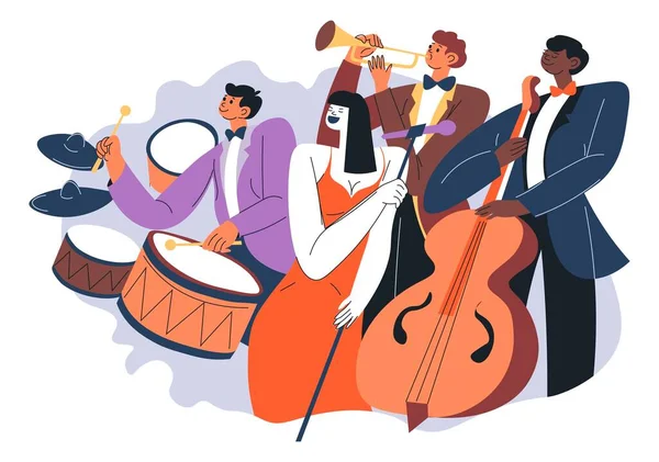 Lecteurs de musique classique, exécution de chansons de jazz — Image vectorielle