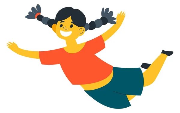 Lächelndes Kind spielend, springendes Mädchen Kind Vektor — Stockvektor