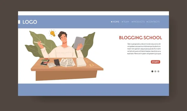 Školní výuka o blogování a psaní webu — Stockový vektor