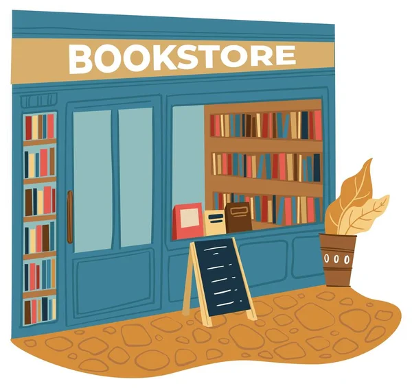 Openbare bibliotheek of boekhandel voorkant van de winkel vector — Stockvector