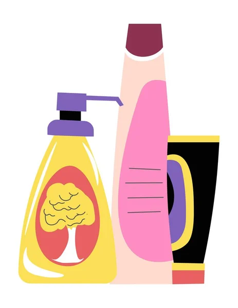 Cosméticos e produtos de higiene para rosto e corpo —  Vetores de Stock