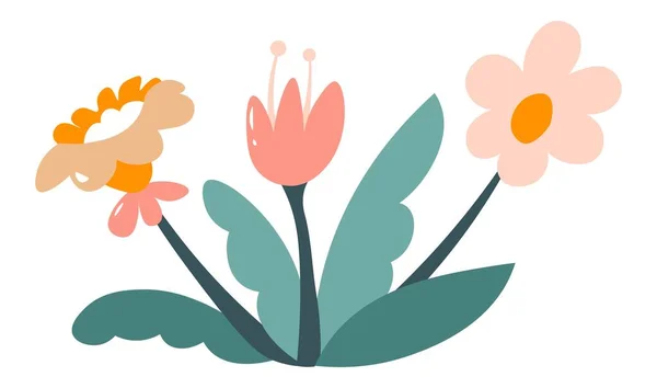 Ramo de flores en flor, flor de la flora de primavera — Archivo Imágenes Vectoriales