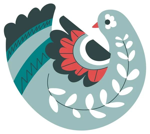 Птица с цветочными украшениями и вектором орнаментов — стоковый вектор