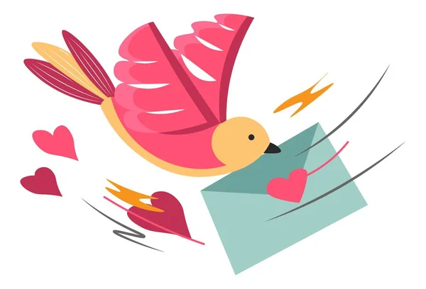 Aşk mektubuyla uçan güvercin kuşu — Stok Vektör
