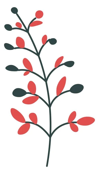 Ветка с красными листьями, осенняя веточка с флорой — стоковый вектор