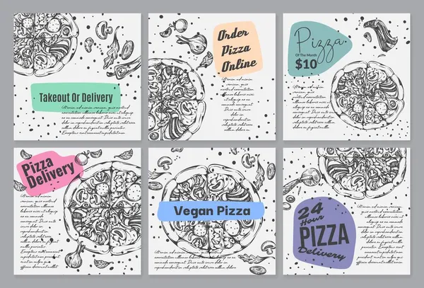Consegna pizza, banner ordine ristorante, illustrazione vettoriale. — Vettoriale Stock