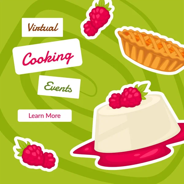 Virtuální kuchařské akce se dozvíte více, připravte dezerty — Stockový vektor