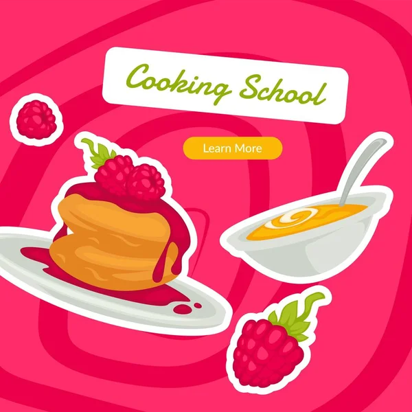Σχολή μαγειρικής, τάξεις και εκπαιδευτικό μάθημα — Διανυσματικό Αρχείο