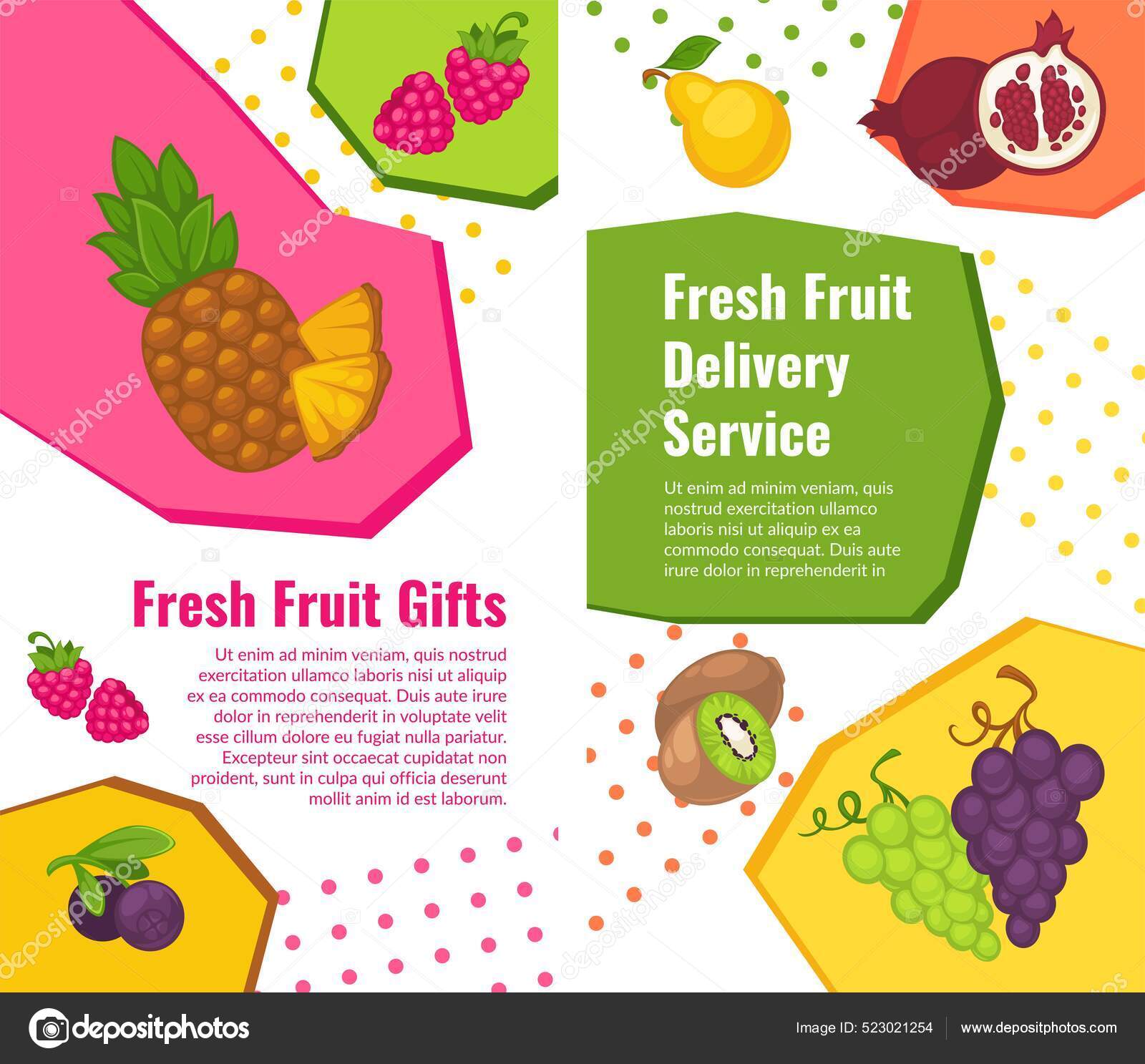 Fresh fruit delivery service, pineapple and grapes Stock Vector Image