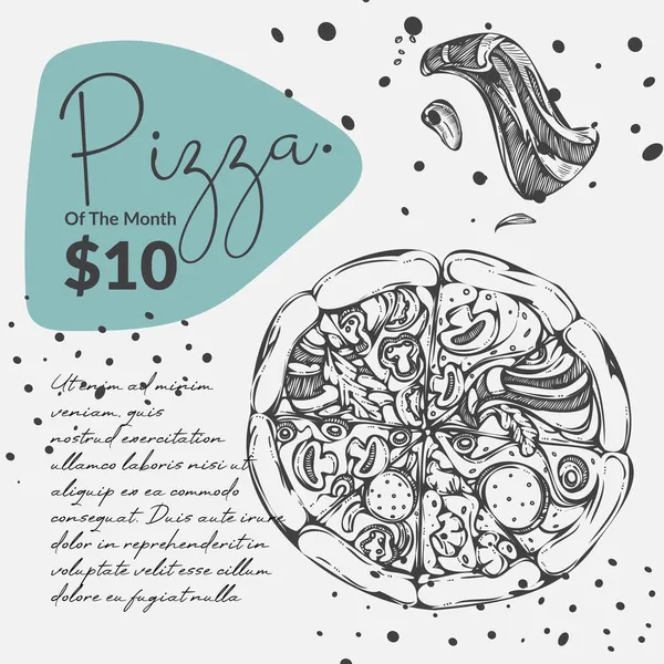Піца 10 доларів знижка, продаж і промо кафе. — стоковий вектор
