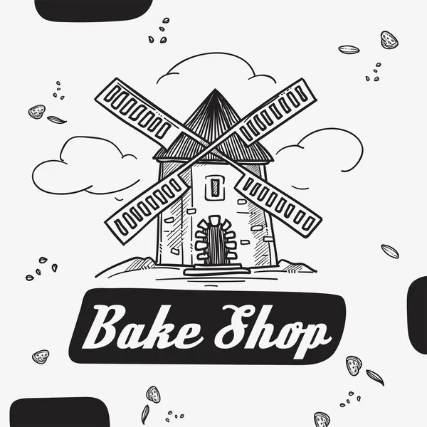 Bake shop, food store or shop with baked bread — Stock Vector