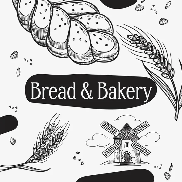 Bread and bakery, shop or store with healthy food — Stock Vector